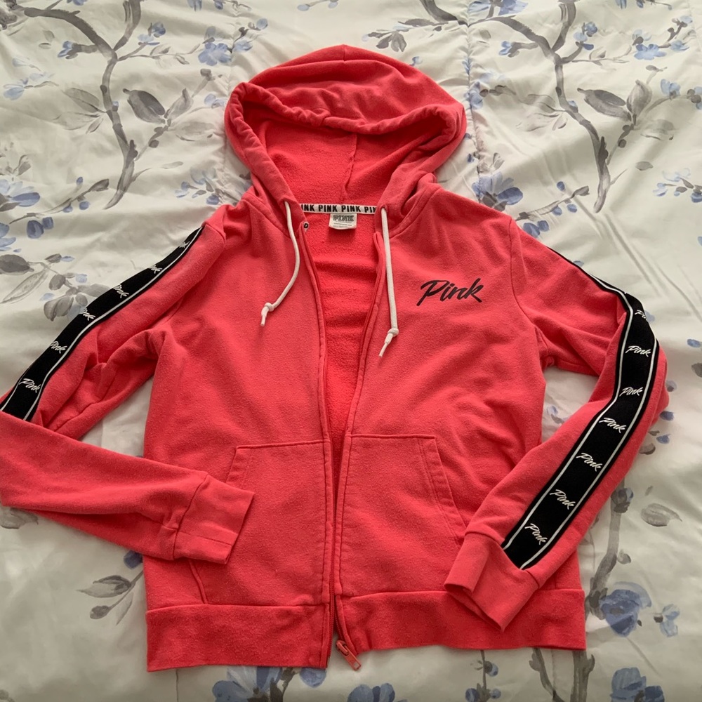 VS Pink Zip Up Hoodie XS Pink/Red